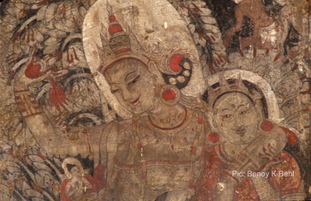 Documenting Indian Art - Birth of Buddha, Mural Painting, Bagan, Myanmar, 12th century. Photo: Benoy K Behl