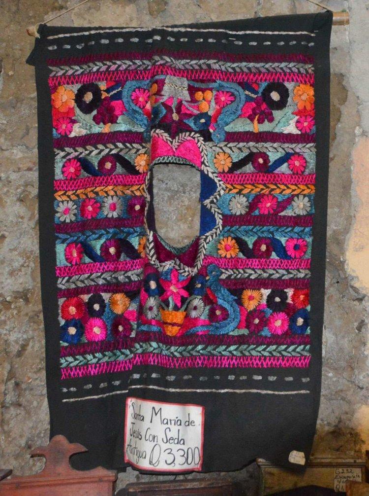 Mayan Guatemalan textiles sold at Nim Po’t include this piece from village of Santa Maria de Jesus